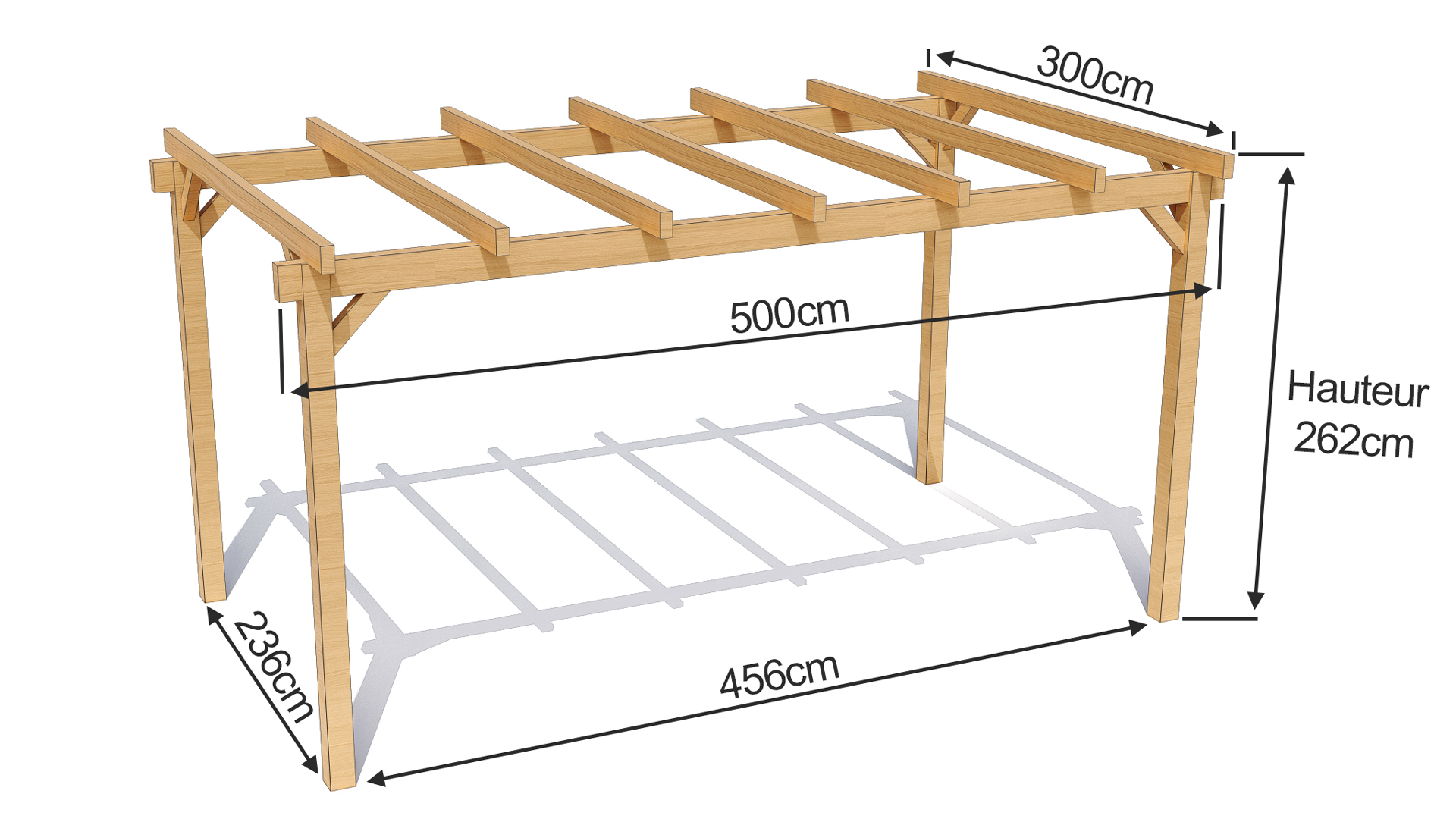 dimensions d'unepergola bois suzie 5mx3m